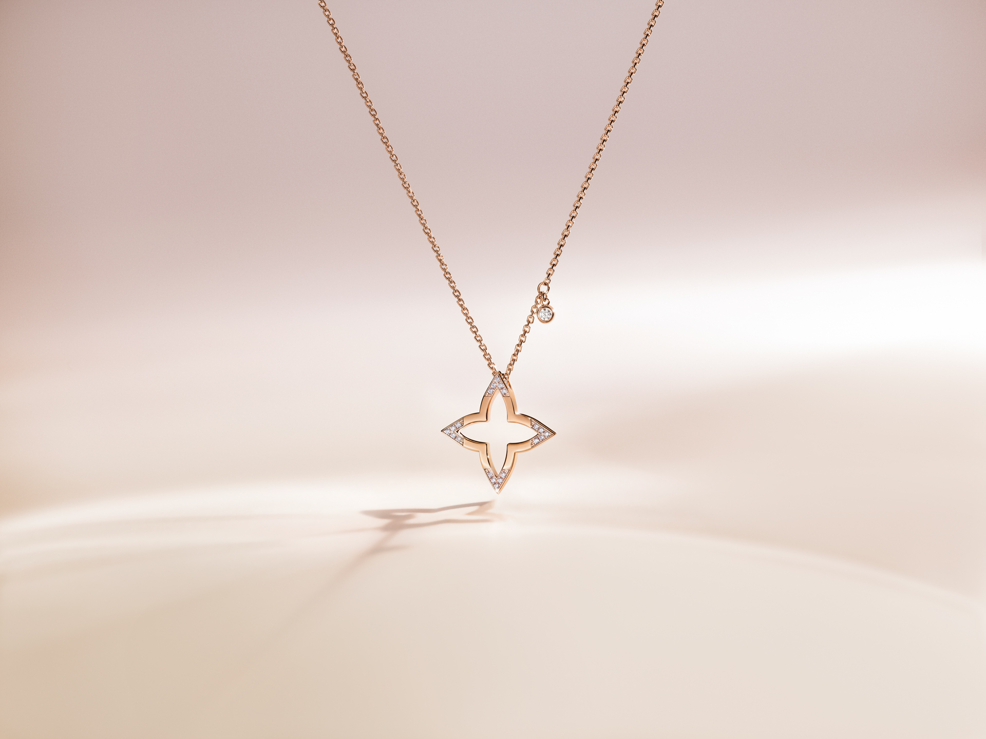 Louis Vuitton 18K Diamond Star Blossom Transformable Brooch Pendant Necklace