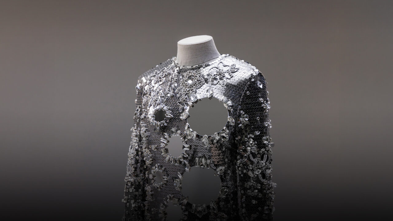 This Prada dress is crafted with 2,500 crystals